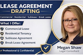 draft commercial lease, sublease, residential, tenancy and break lease agreement