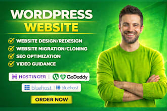 design wordress website bluehost  website godaddy website hostinger siteground