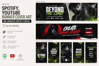 design spotify, youtube banner cover art and animated spotify canvas in 24 hours