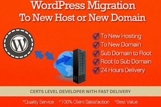 transfer your wordpress website from one host to another, one domain to another