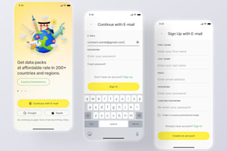 build secure international esim mobile app, website with full integration