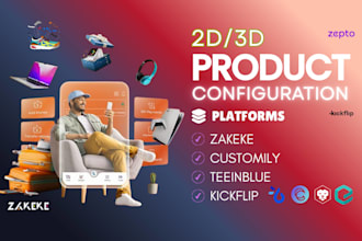 do 2d 3d zakeke teeinblue customily kickflip shopify store product configuration
