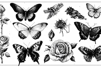 professional tattoo design black and white or color