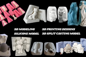 design 3d silicone mold, plastic injection mold slip casting mold resin mold stl
