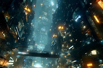 do cyberpunk sci fi futuristic city illustration