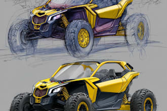 sketch and design concept car for your project
