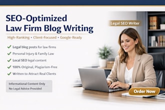 write SEO legal blog posts law firm content legal articles legal blog writing