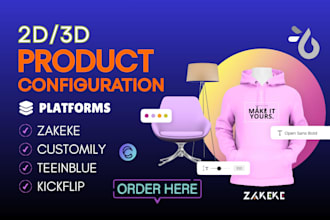 do 2d 3d zakeke customily teeinblue kickflip shopify store product configuration