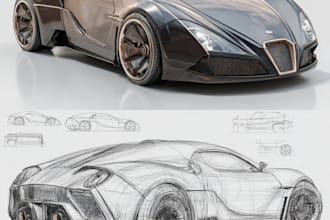 development your idea of concept car by sketching, professional car designer
