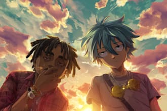 design anime cartoon cover art for your album cover artwork