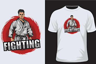 design vintage karate tournament mascot logo t shirt design