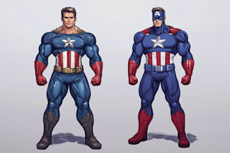 create concept art superhero character design for comics