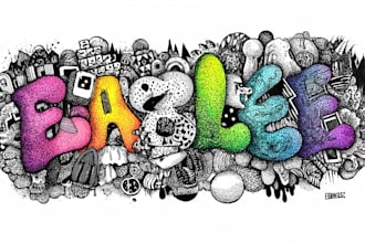 draw doodle art name or merch design