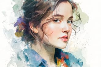 draw watercolor portrait illustration