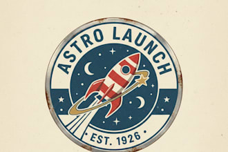 design a unique vintage rocket logo