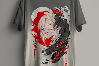 create a japanese t shirt illustration