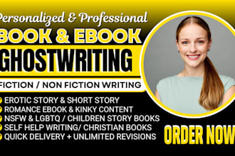 be your ghost book writer for fiction and non fiction ebook kdp book ghostwriter