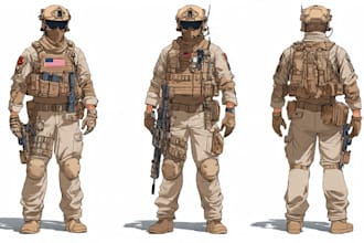 military character design or military themed illustration