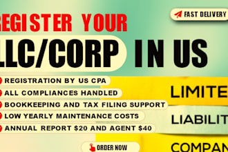 register your US llc in deleware wyoming new mexico USA with ein and US bank