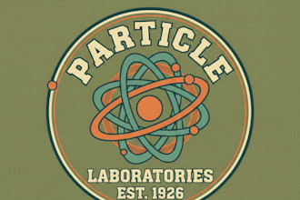 design a unique vintage particle logo