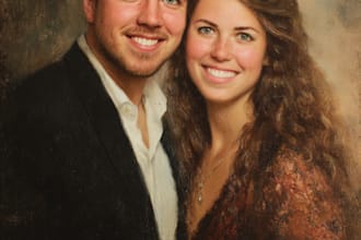 custom couple portrait romantic artistic illustration