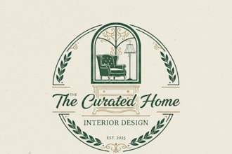 design a stylish vintage interior design logo