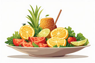 draw food or any object in a realistic, vector cartoon