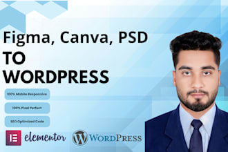convert figma, canva, PSD to wordpress with elementor pro