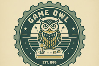design a unique vintage game owl logo