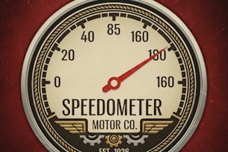 design a dynamic vintage speedometer logo