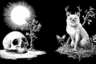 draw black and white illustrations