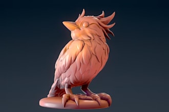 sculpt realistic 3d cute bird pet,3d home decor sculpt,in zbrush,for 3d printing
