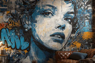 make mural design, graffiti and wallpaper illustration