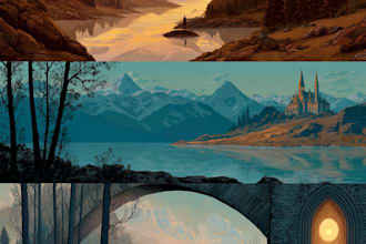draw fantasy, post apocalyptic, background or concept art