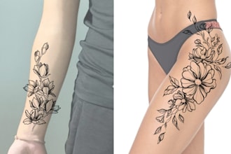 create unique flower tattoo design