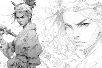 draw line art and sketch illustration in digital art