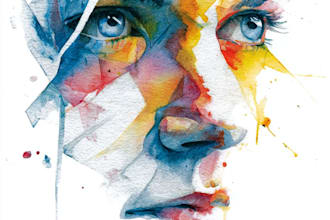 paint weird, abstract watercolor portraits for unique people
