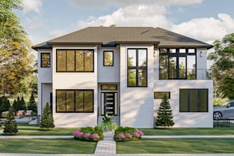 modern suburban family house, uk real estate property design,cgi exterior render