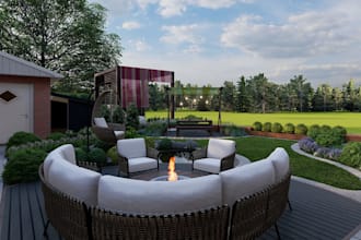 design landscape, backyard, frontyard, garden, patio, and 3d rendering