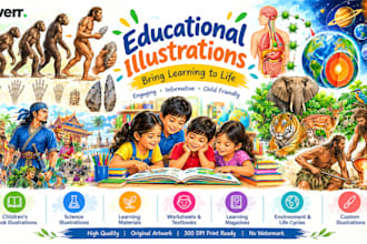 draw children book educational illustration