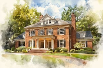 watercolor a house portrait