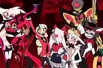 draw your favorite hazbin hotel or helluva boss character,oc fanart illustration