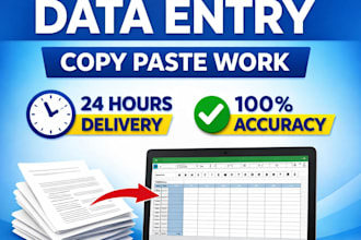 do fast data entry, copy paste and web research in 24 hours