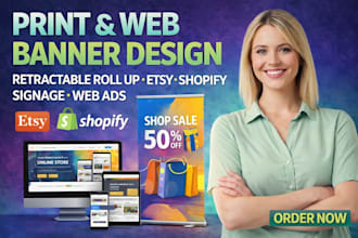 retractable roll up banner ads design etsy shopify web banner ads