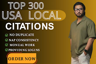provide 300 local citation and local listing for local business