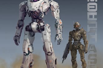 design sci fi mecha and robot concept art