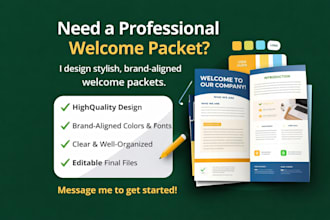 design a professional welcome packet or employee handbook