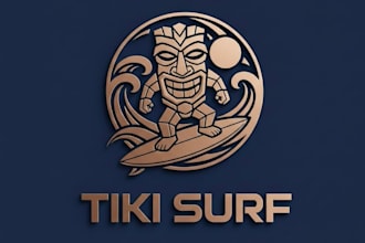 design creative tiki surfing logo with express delivery