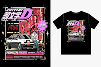 draw custom automotive car illustration for t shirt design and merchandise