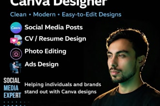 design professional cvs, social media posts, and canva templates